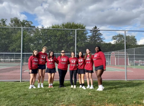 The Marist Girls Tennis team after their victory against IC Catholic Prep on senior night.  