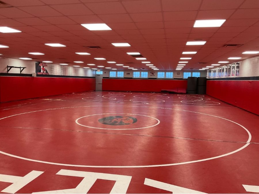 The+wrestling+room+at+Marist+High+School+used+for+practices.