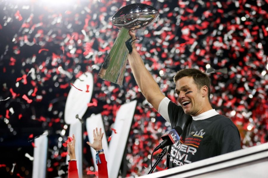 Tom Brady after winning Super Bowl LV against the Kansas City Chiefs, his last of 7 Super Bowl Wins.