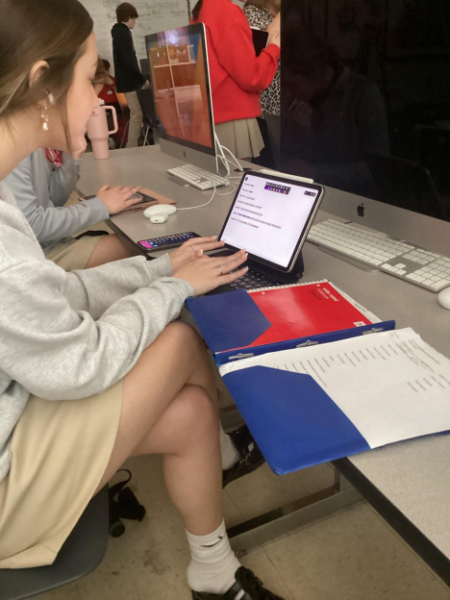 Marist sophomore Aubrey Rowe manages her time by doing homework during her free period