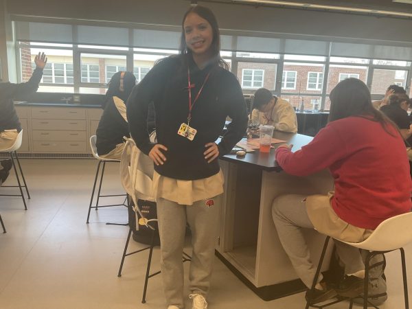 Sophomore Addie Woodward shows off her sweatpants