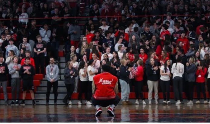 Student Council president Kam Beal at the final rally of the school year (Credit Morgan Gonzales Instagram)