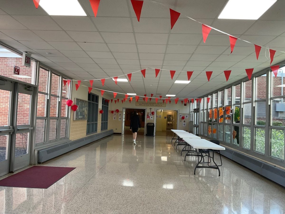 Decorations in the hallway for Red Ribbon Week