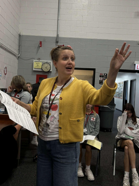 Mrs. Rainwater teaches students the melody and tempo of "All Good Gifts"