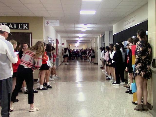 The Marist drumline sending off our varisty girls volleyball team to state competition