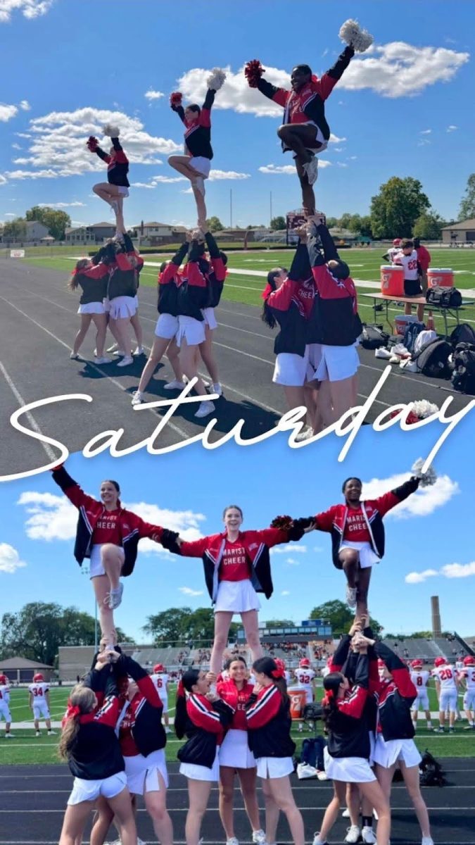 Students on the Marist cheer squad put in many hours outside of school