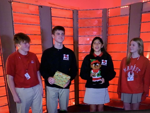 Jack Kwilose, Kevin Curley, Molly Haynes and Maggie Dignan taping the Christmas episode