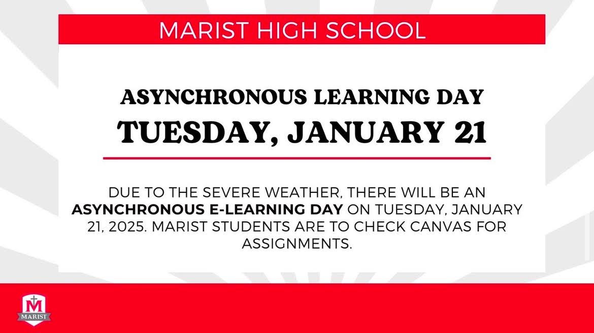 Announcement about e-learning day (Credit: Marist Chicago Instagram) 