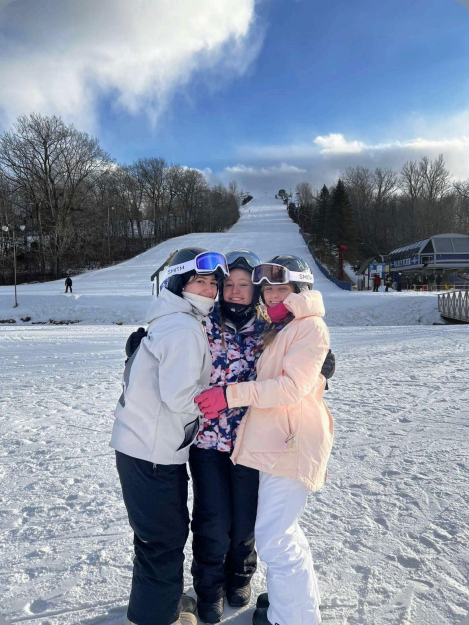 Marist junior Mara Drew and friends enjoying the e-learning day January 21