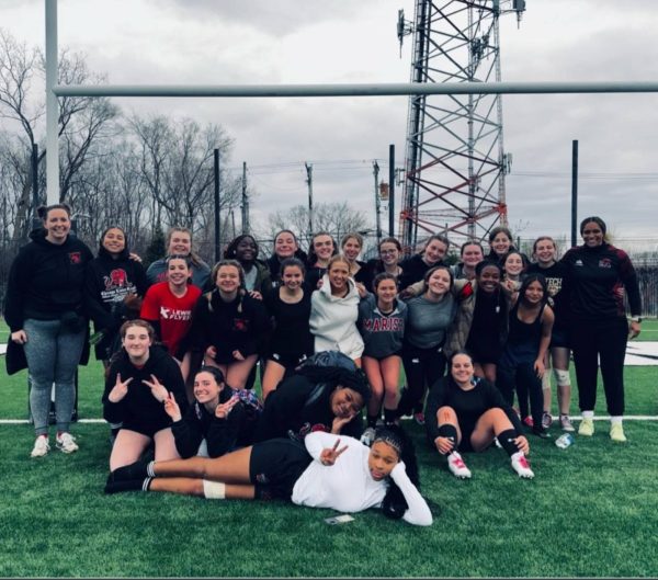 The girls' rugby team after their first game (Credit: MaristGirlsRugby Instagram)
