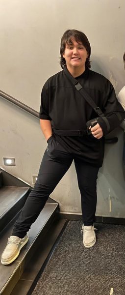 Aidan in sling during recovery (Credit: Aidan Beemsterboer)
