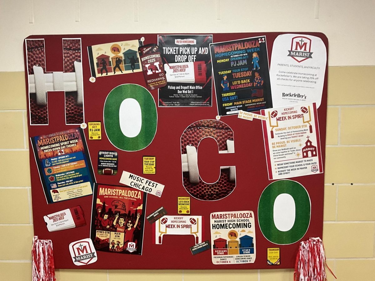 Bulletin board outside the cafeteria