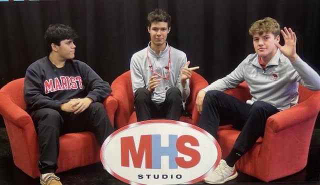 (L-R) Vinny Quiroz, Phillip Bartolini and Patrick Ready host this episode of MHS Sports Corner