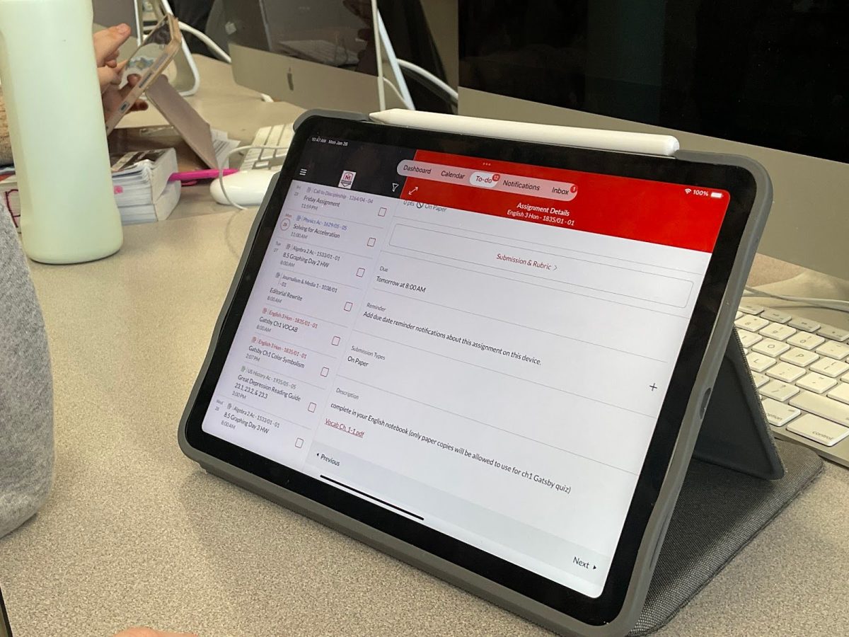 Photo of a student's Canvas to do listl