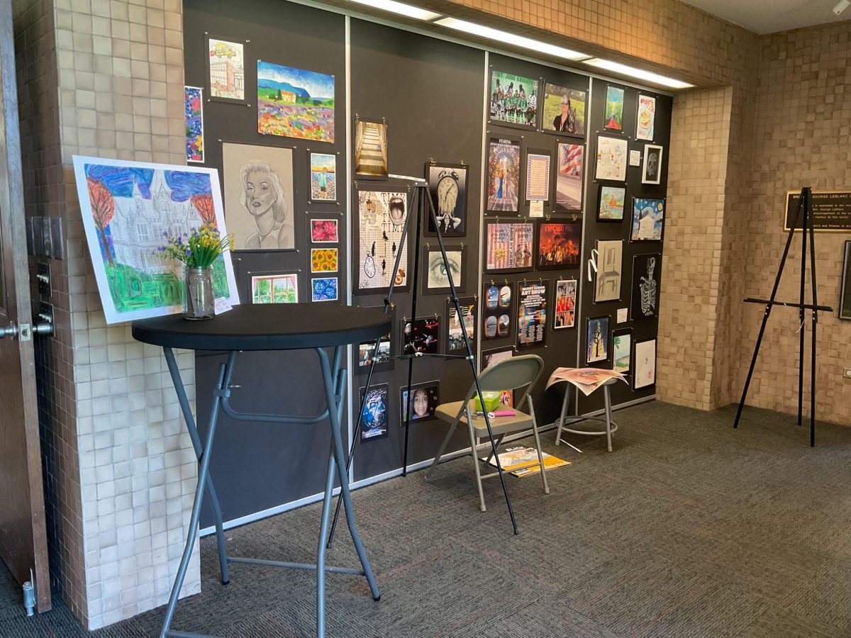 Students' work going on display in the art studio in anticipation of Thursday's show