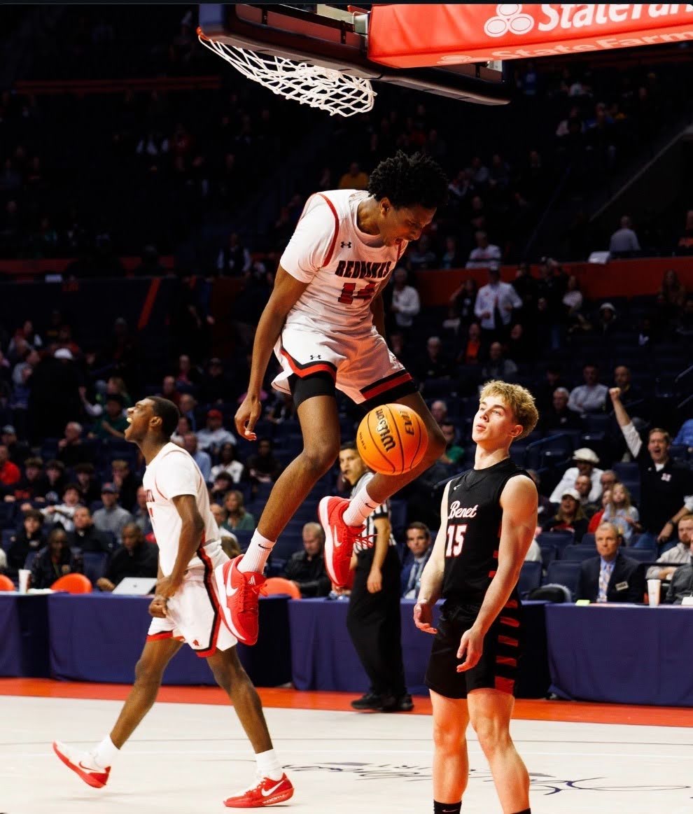 Charles Barnes (14) with the game sealing dunk in the state final (Credit: pork.visuals Instagram)