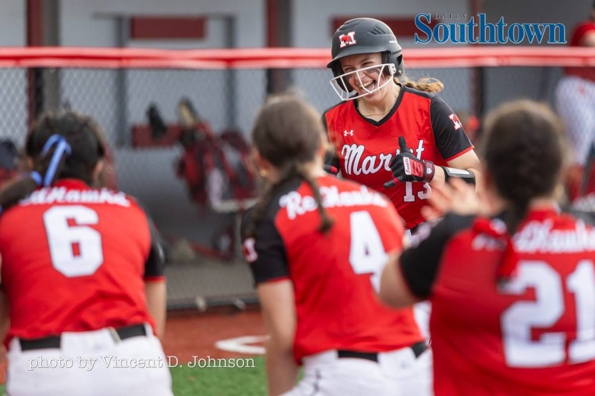 RedHawks during their matchup against the Mother McAuley Mighty Macs (Credit: Vincent D. Johnson)